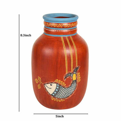 Happy Fish Rustic Red Vase (5x5x8") - Decor & Living - 5