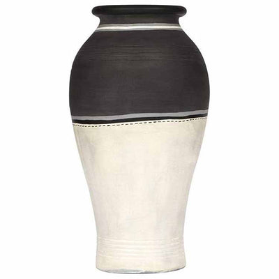 Vase Earthen Handcrafted Black & White Warli (4.6x9") - Decor & Living - 4