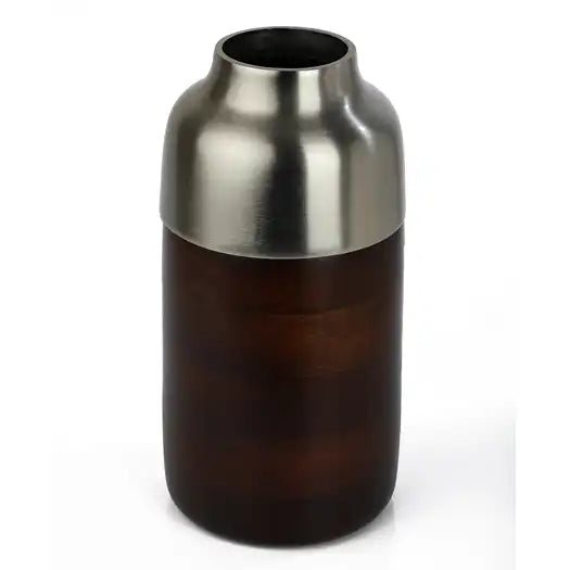 "Cylindrical Deidra" Wood Large Silver Vase 52-003-30-1