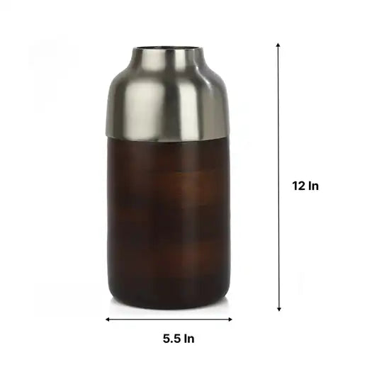 "Cylindrical Deidra" Wood Large Silver Vase 52-003-30-1