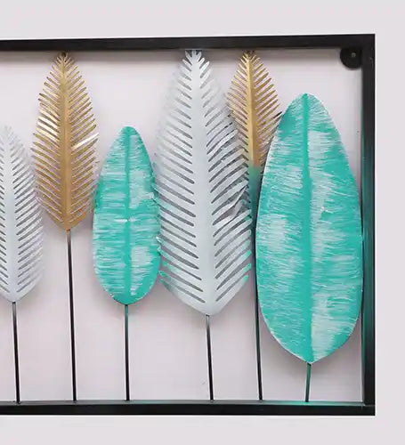 Rectangular Multicolor Etching Leaves Wall Decor