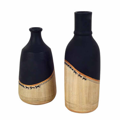 Midnight's Secret Ornate Vase - Set of 2 (4x4x8, 3.6x3.6x9.6") - Decor & Living - 3