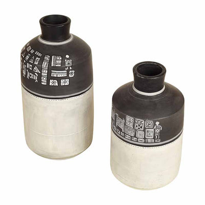 Earthen Vases Handpainted with Warli Motifs - Decor & Living - 3