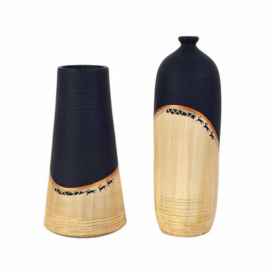 Midnight's Secret Large Vase - Set of 2 (5x5x9.6, 4x4x11.5") - Decor & Living - 2