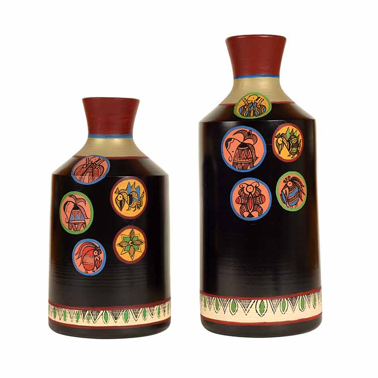Earthen Vases Handpainted in Madhubani Tattoo Art - Decor & Living - 2