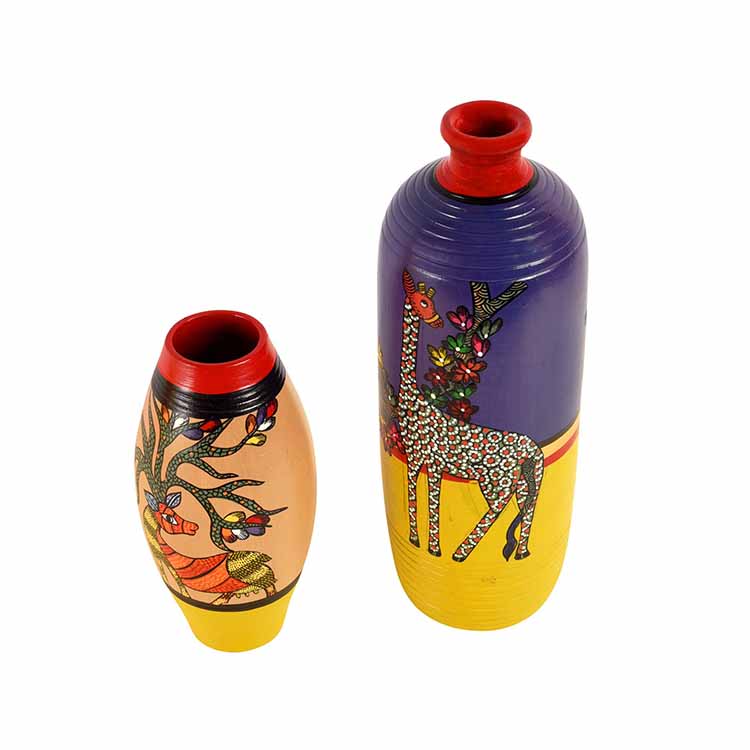 Deer Giraffe Terracotta Vase - Set of 2 - Decor & Living - 3