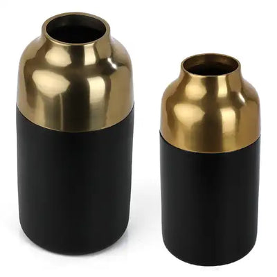 "Cylindrical Deidra" Wood Gold Set Vase-52-003-26-30-2
