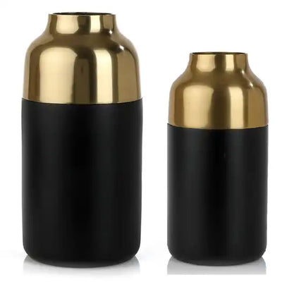 "Cylindrical Deidra" Wood Gold Set Vase-52-003-26-30-2