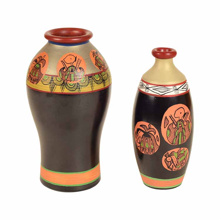 Earthen Vases Handpainted in Madhubani Tattoo Art - Decor & Living - 3