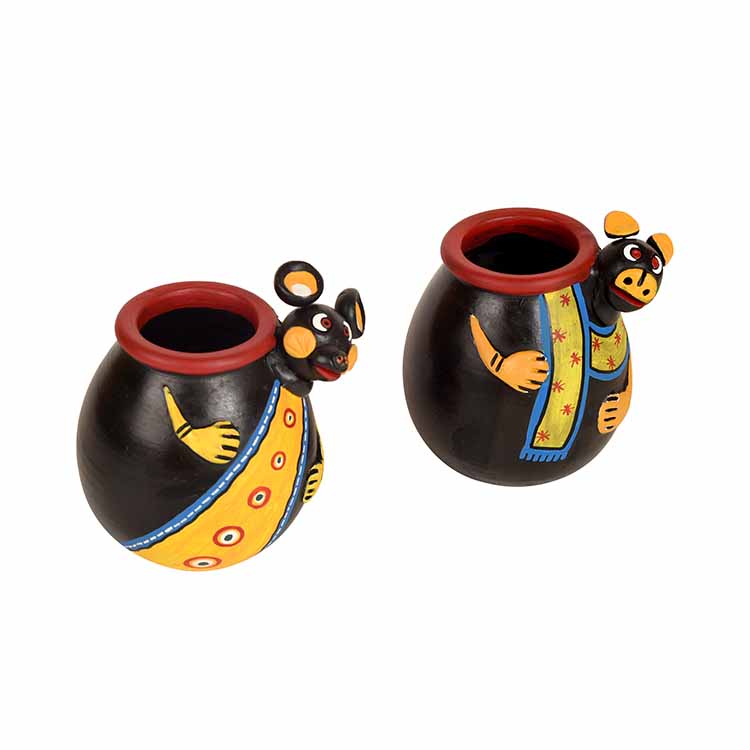 Animal Heads Multipurpose Pots - Set of 2 in Black & Yellow - Decor & Living - 3