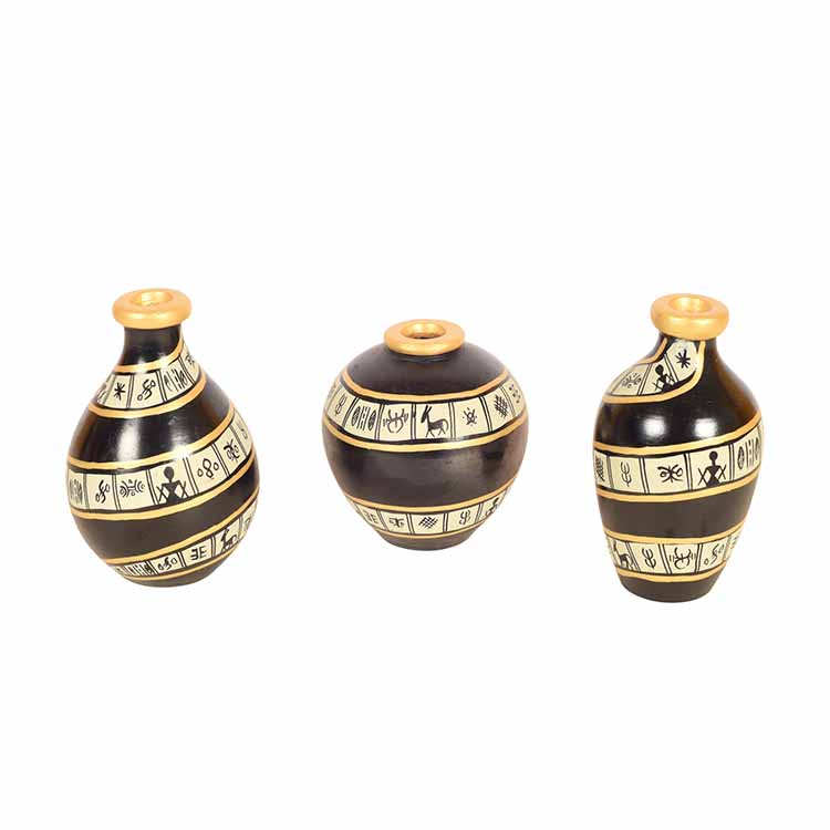 Black Spiral Terracotta Miniature Decor Vases - Decor & Living - 3