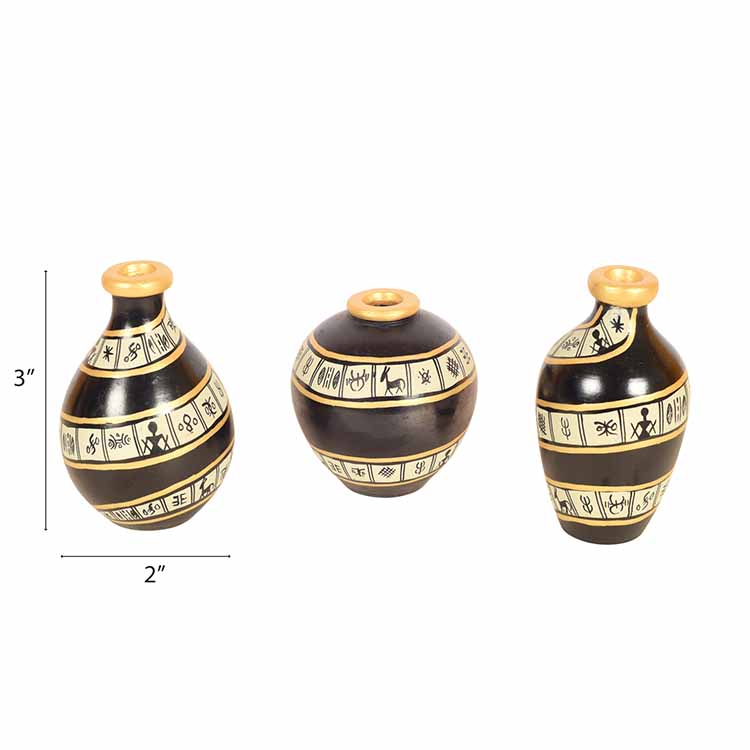 Black Spiral Terracotta Miniature Decor Vases - Decor & Living - 4