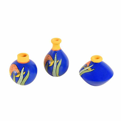 Something's Fishy Terracotta Vase - Set of 3 (Blue) - Decor & Living - 3