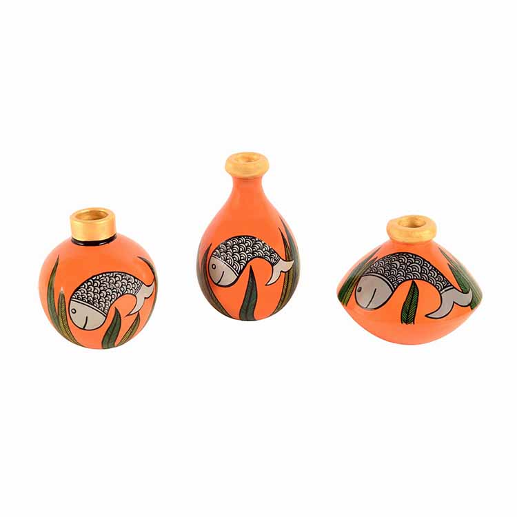 Something's Fishy Terracotta Vase - Set of 3 (Orange) - Decor & Living - 2