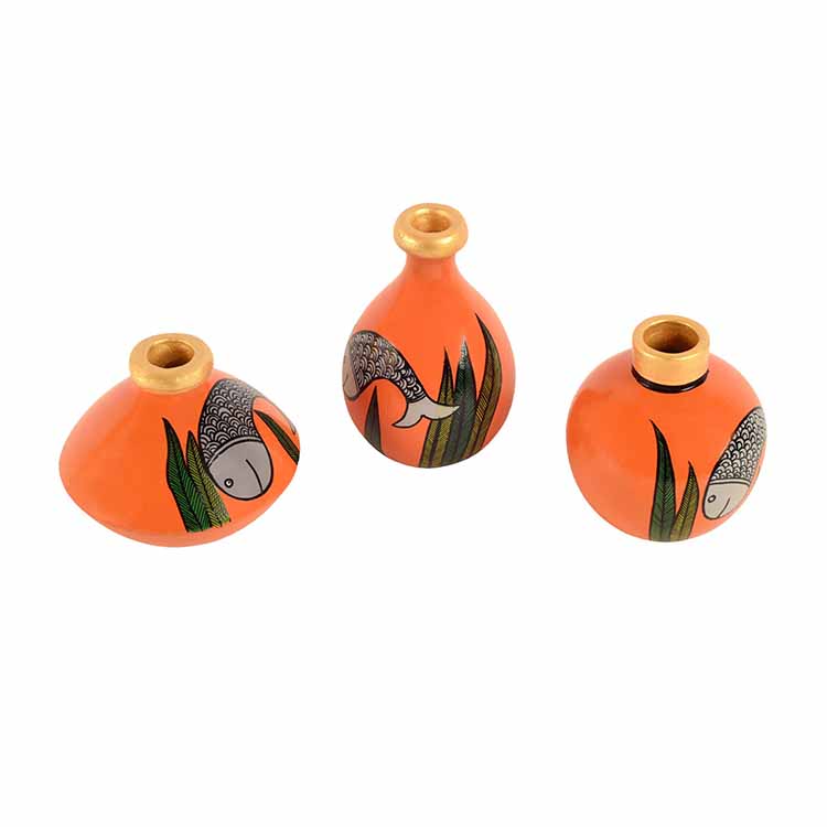 Something's Fishy Terracotta Vase - Set of 3 (Orange) - Decor & Living - 3