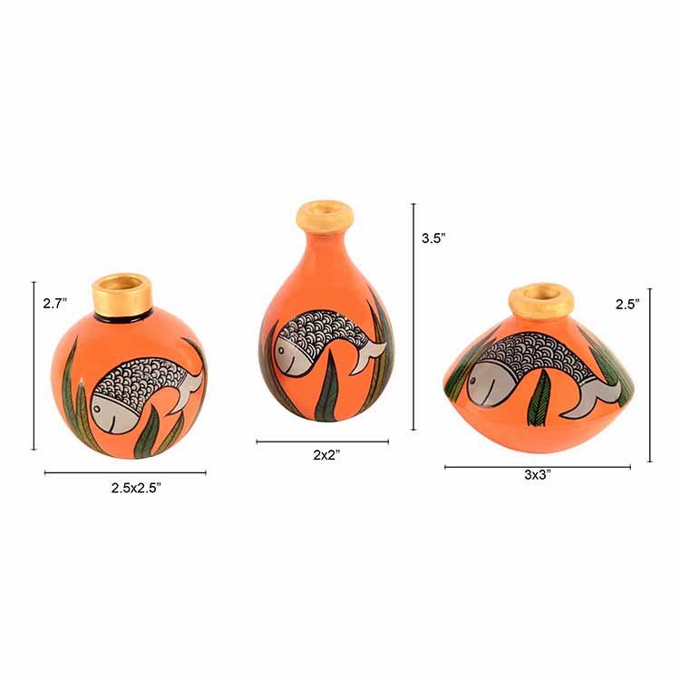 Something's Fishy Terracotta Vase - Set of 3 (Orange) - Decor & Living - 4