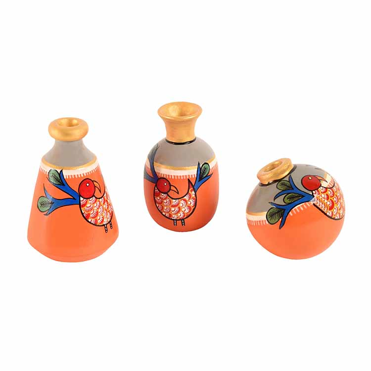 Peacock's Pride Terracotta Vase - Set of 3 - Decor & Living - 2