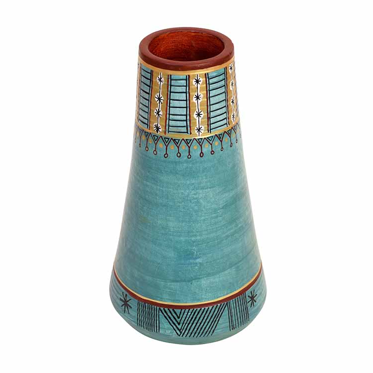 Turquoise Blue Conical Vase (9x5.2") - Decor & Living - 2