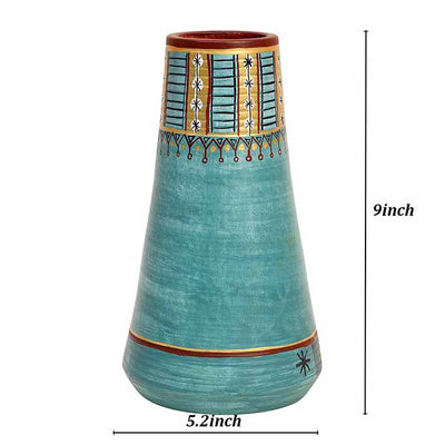Turquoise Blue Conical Vase (9x5.2") - Decor & Living - 4