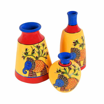 Joyful Elephants Terracotta Vase - Set of 3 - Decor & Living - 2