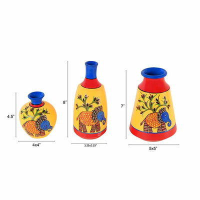 Joyful Elephants Terracotta Vase - Set of 3 - Decor & Living - 4