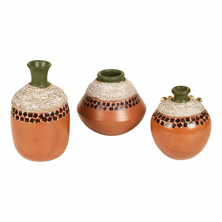 Coco-F Jute Embellished Earthen Vases in Warli Art - Decor & Living - 5