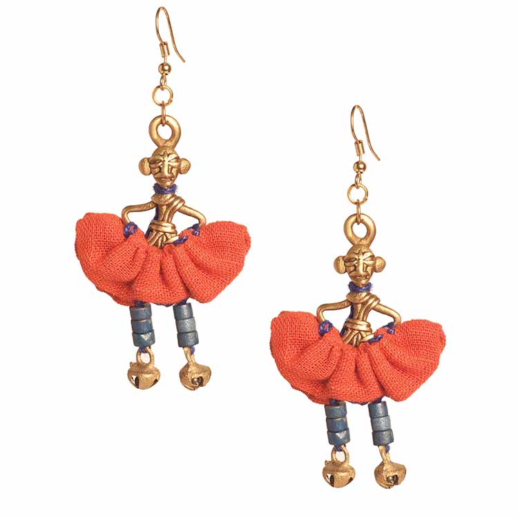 The Dancing Empress Handcrafted Tribal Dhokra Earrings in Garnet Red - Fashion & Lifestyle - 2
