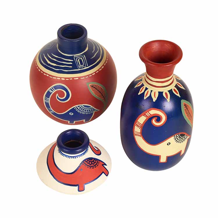 Happy Elephant Vases - Set of 3 in Red/Blue/White - Decor & Living - 3