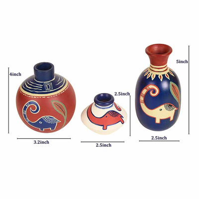 Happy Elephant Vases - Set of 3 in Red/Blue/White - Decor & Living - 4