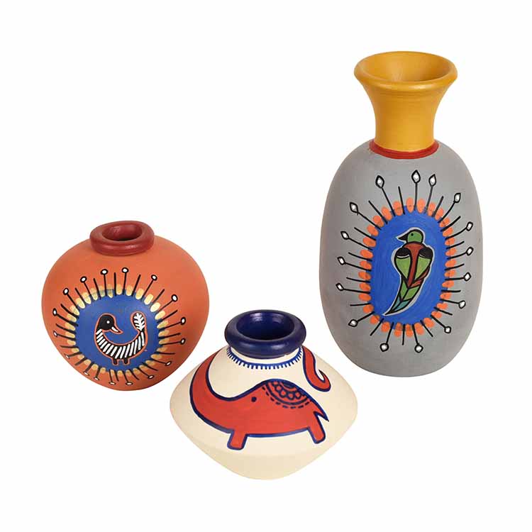 Happy Elephant Vases - Set of 3 in Orange/Grey/White - Decor & Living - 3