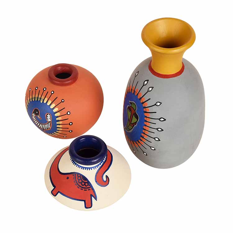 Happy Elephant Vases - Set of 3 in Orange/Grey/White - Decor & Living - 2