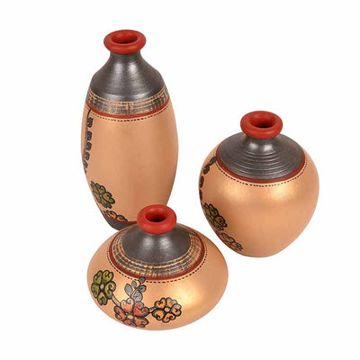 Vase Earthen Simmer Gold Madhubani - Set of 3 - Decor & Living - 3
