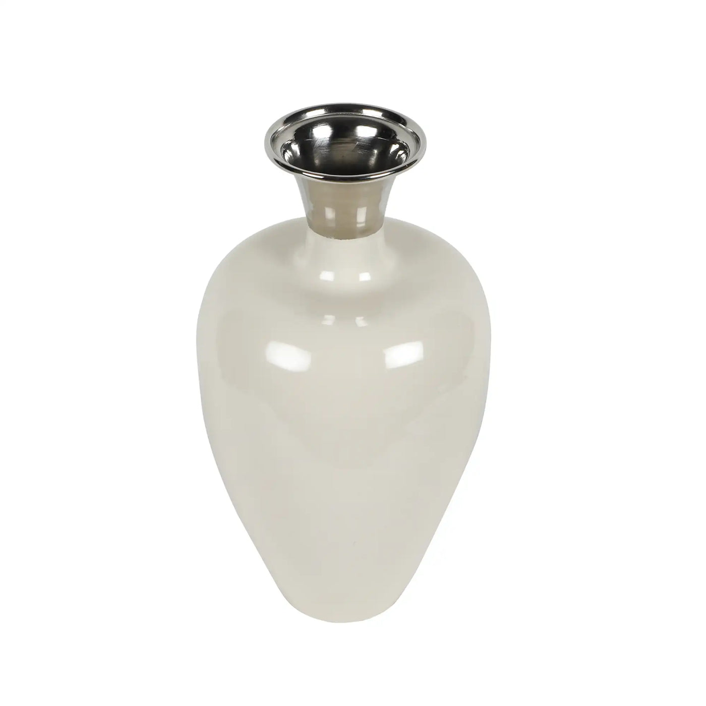 "Urn Deidra" Fawn White Brass Vase-53-117-43-1