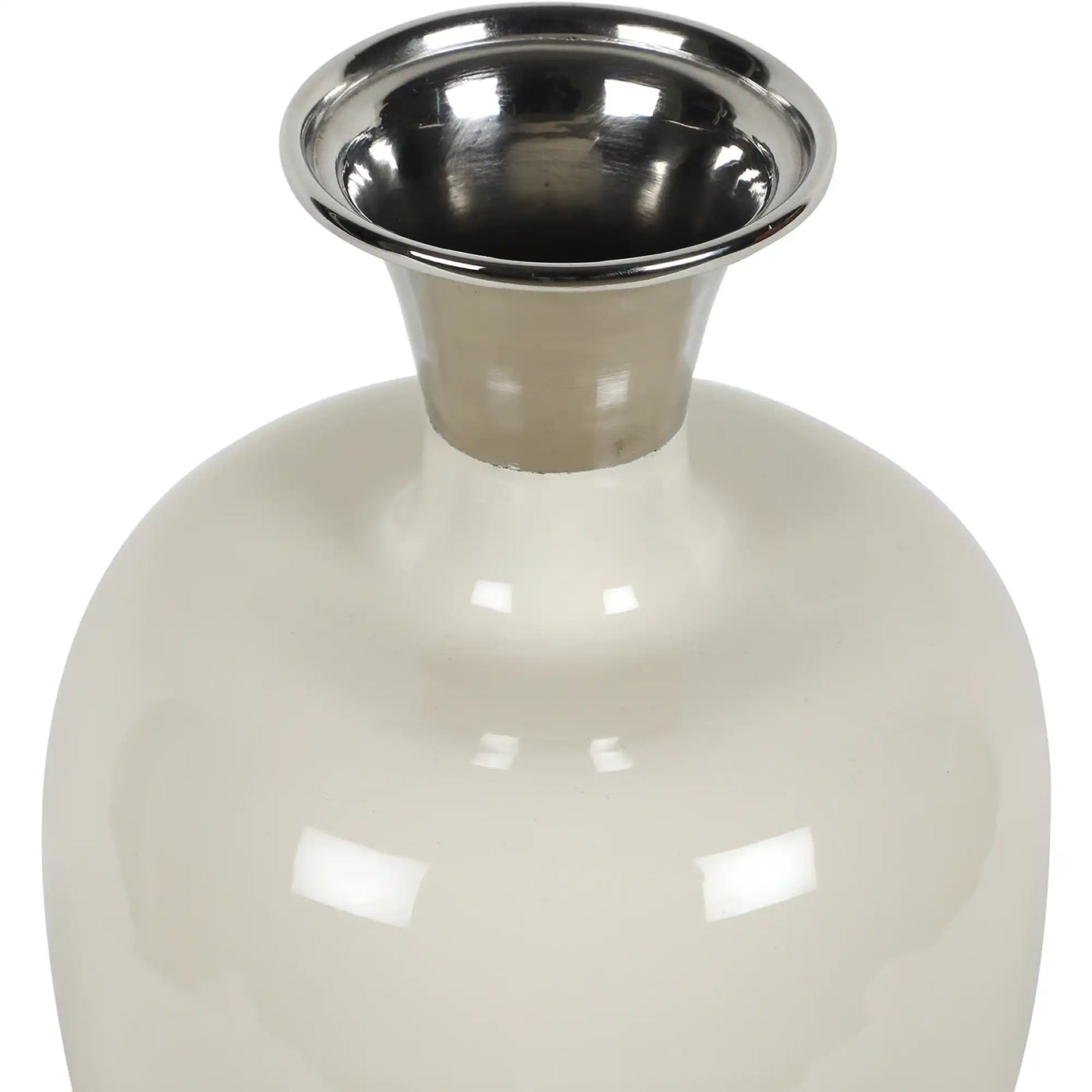 "Urn Deidra" Fawn White Brass Vase-53-117-43-1