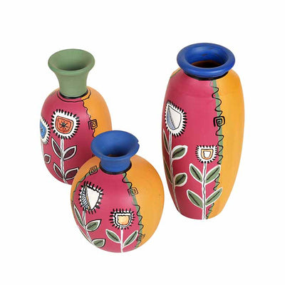 Smiling Flowers Colorful Vases - Set of 3 in Magenta - Decor & Living - 3
