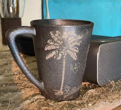 Mug-Stone Black-Gond Art - Date Palm (Set of 2) - Dining & Kitchen - 2