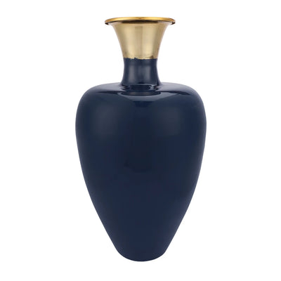 "Urn Deidra "Teal Blue Brass Vase- 53-117-43-2