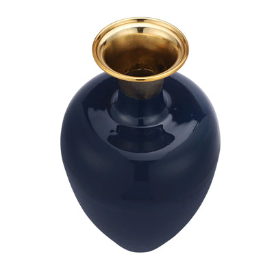"Urn Deidra "Teal Blue Brass Vase- 53-117-43-2