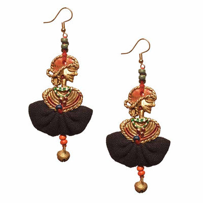 The Dancing Empress Handcrafted Tribal Dhokra Earrings in Jet Black - Fashion & Lifestyle - 3
