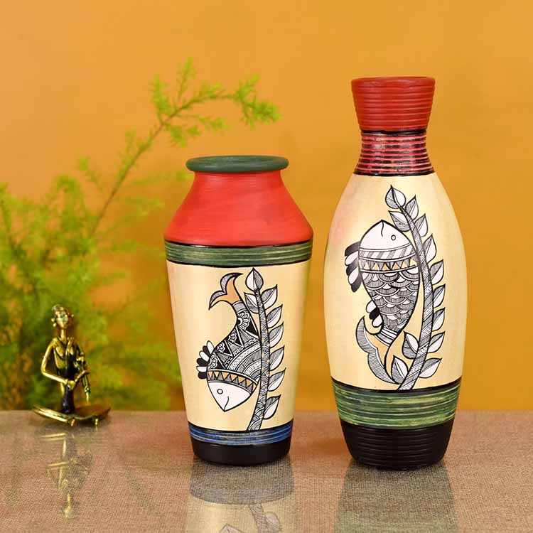 Handpainted Earthen Vases with Madhubani Art - Decor & Living - 3