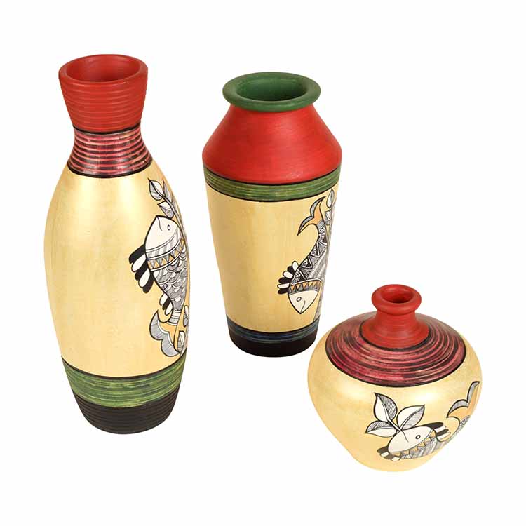 Handpainted Earthen Vases with Madhubani Art - Decor & Living - 5