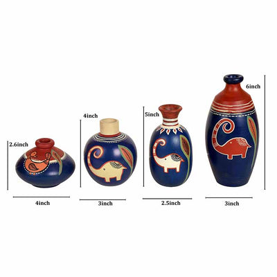 Happy Elephant Vases - Set of 4 in Blue - Decor & Living - 4
