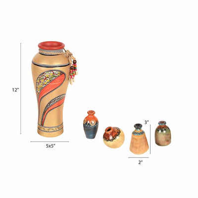 Handcrafted Terracotta Decor Vase Set (Multicolor) - Set of 5 - Decor & Living - 4