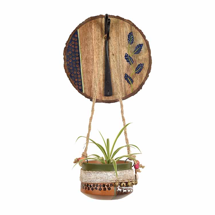 Jute Embellished Earthen Planter on a Round Hook - Decor & Living - 2