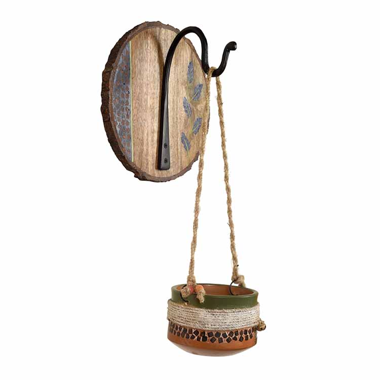 Jute Embellished Earthen Planter on a Round Hook - Decor & Living - 3