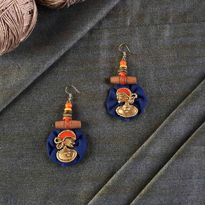 The Royal Empress Handcrafted Tribal Dhokra Round Earrings in Blue - Fashion & Lifestyle - 1