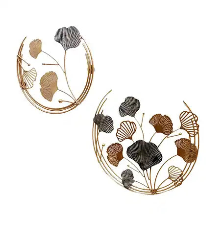 Wired Gold & Grey Leaves Wall Decor Set of 2