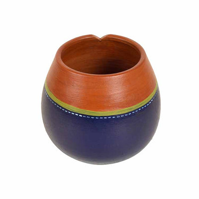 Brown-Blue Earthen Planter Pot (5x5x5") - Decor & Living - 5
