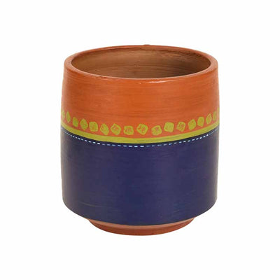 Blue-Brown Earthen Planter Pot (4.5x4.5x5") - Decor & Living - 5