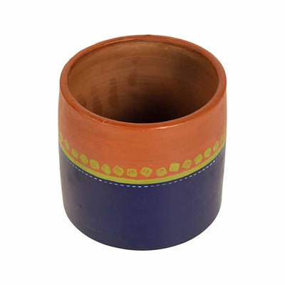 Blue-Brown Earthen Planter Pot (4.5x4.5x5") - Decor & Living - 2